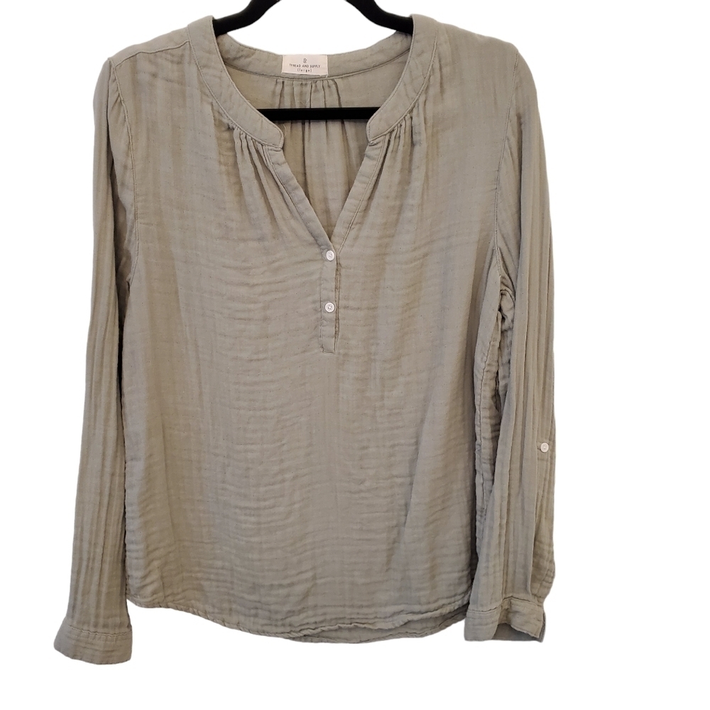 Thread & Supply Large 100% Cotton Lagenlook Pullover Blouse